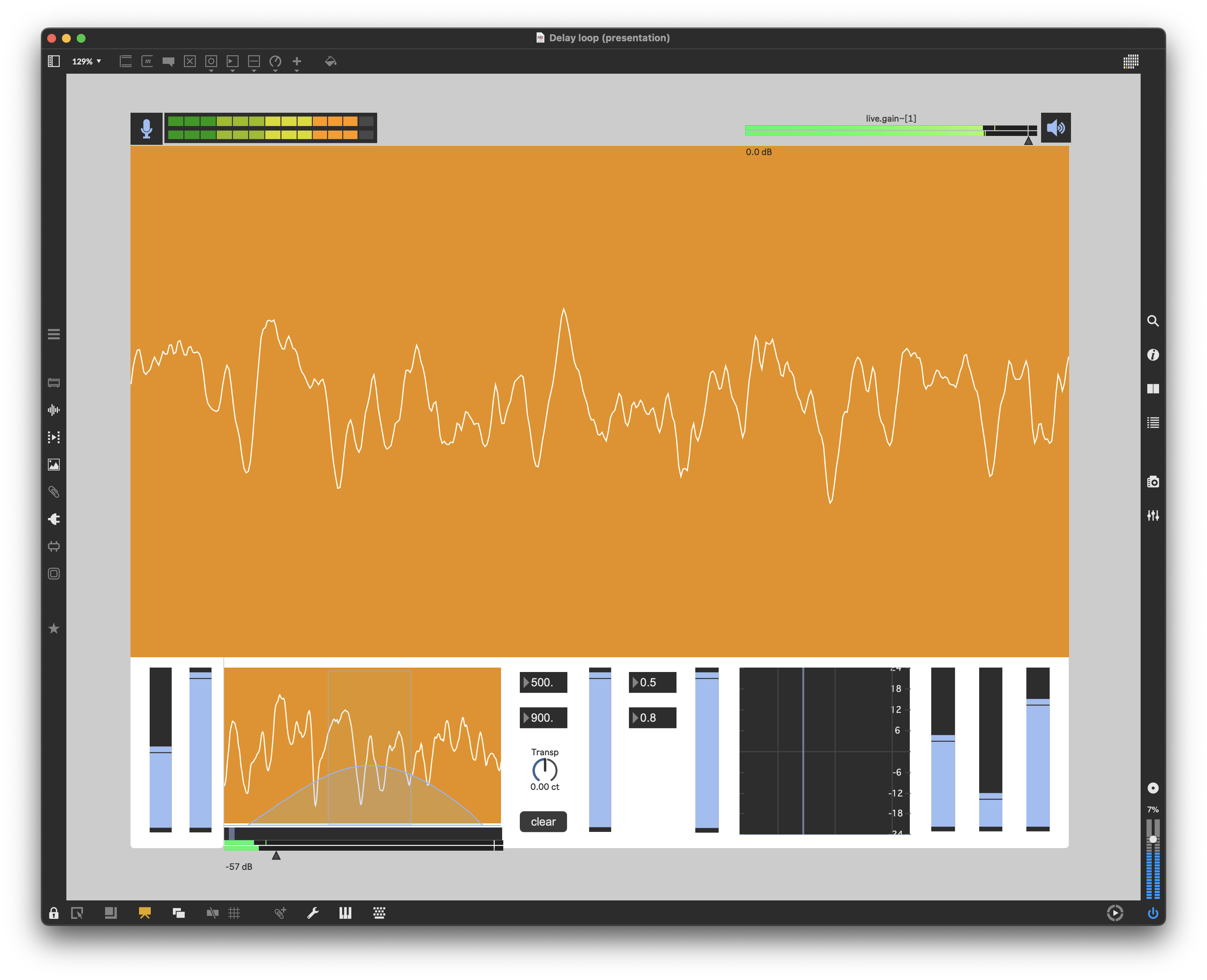 Max Patch Multi-effect Delay Loop Presentation Mode Screenshot